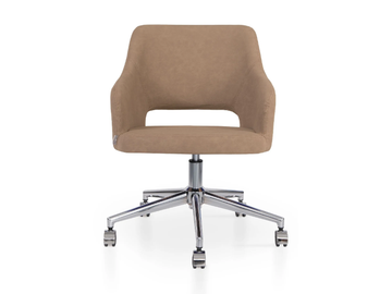 PARADISE 5 WAYS - Upholstered height-adjustable leather office chair with castors by 5A Design - view 2